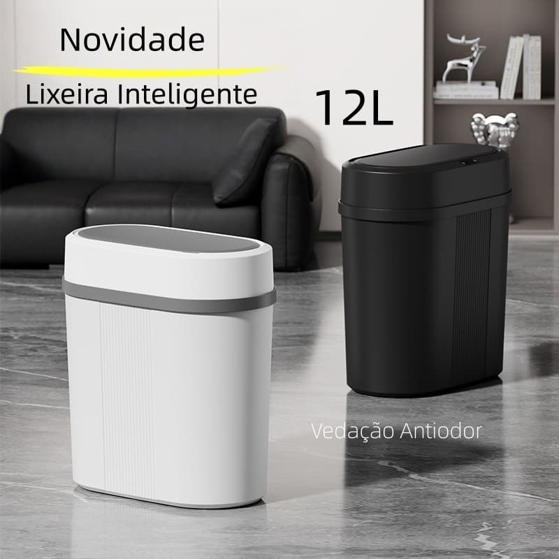 Lixeira Inteligente Automática 12L Com Sensor Para Cozinha Sala Banheiro E Escritório