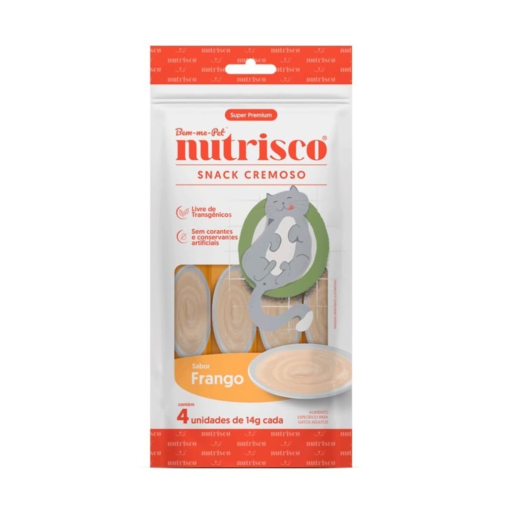 Snacks Cremoso Nutrisco Super Premium Pacote com 4 Unidades de 14g Gatos Frango
