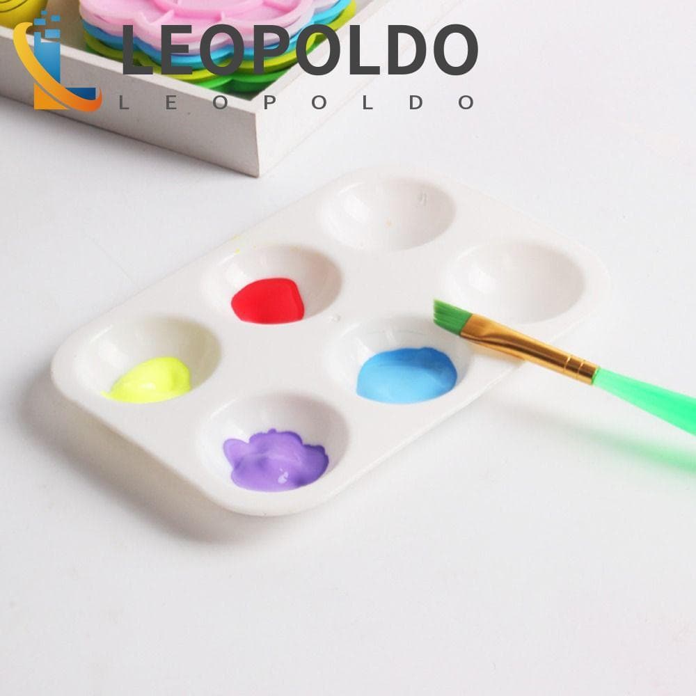 Paleta De Aquarela LEOPOLDO 10 Pcs , Bandeja De Pintura Retangular De Plástico , Artística De 6 Poços Redondos
