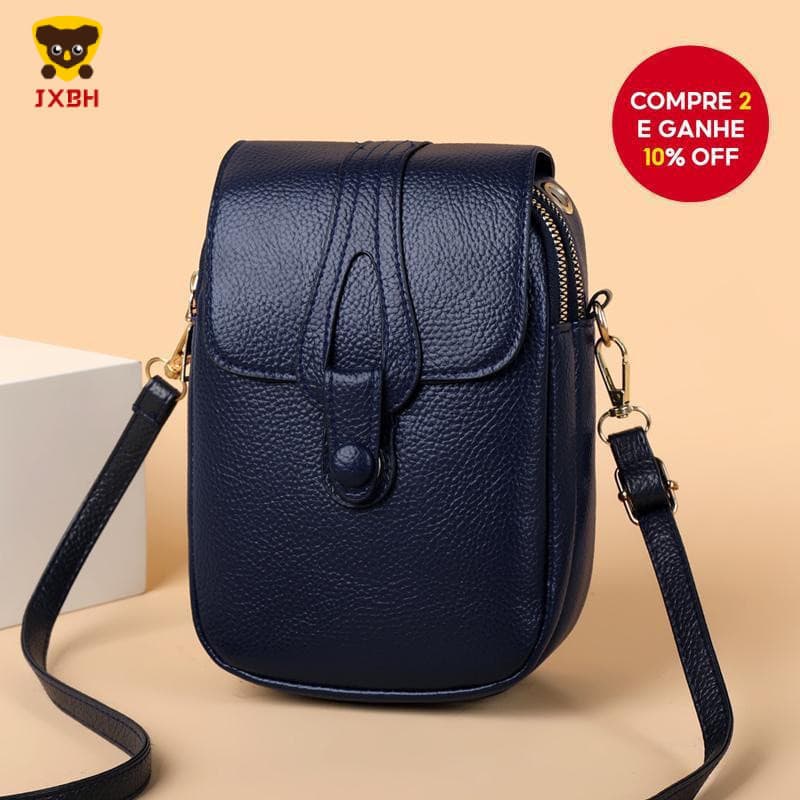 Bolsa Transversal de Couro Genuíno para Mulheres, Bolsa de Ombro Pequena e Versátil para Telefone e Internet FKOG CUWO