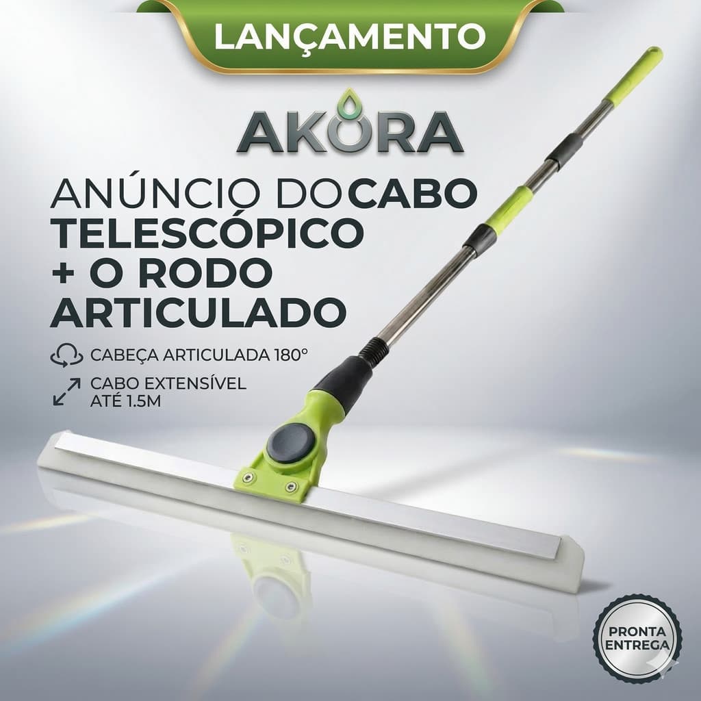 Rodo Mágico Silicone Com Cabo Profissional Inox Daxxen Ákora