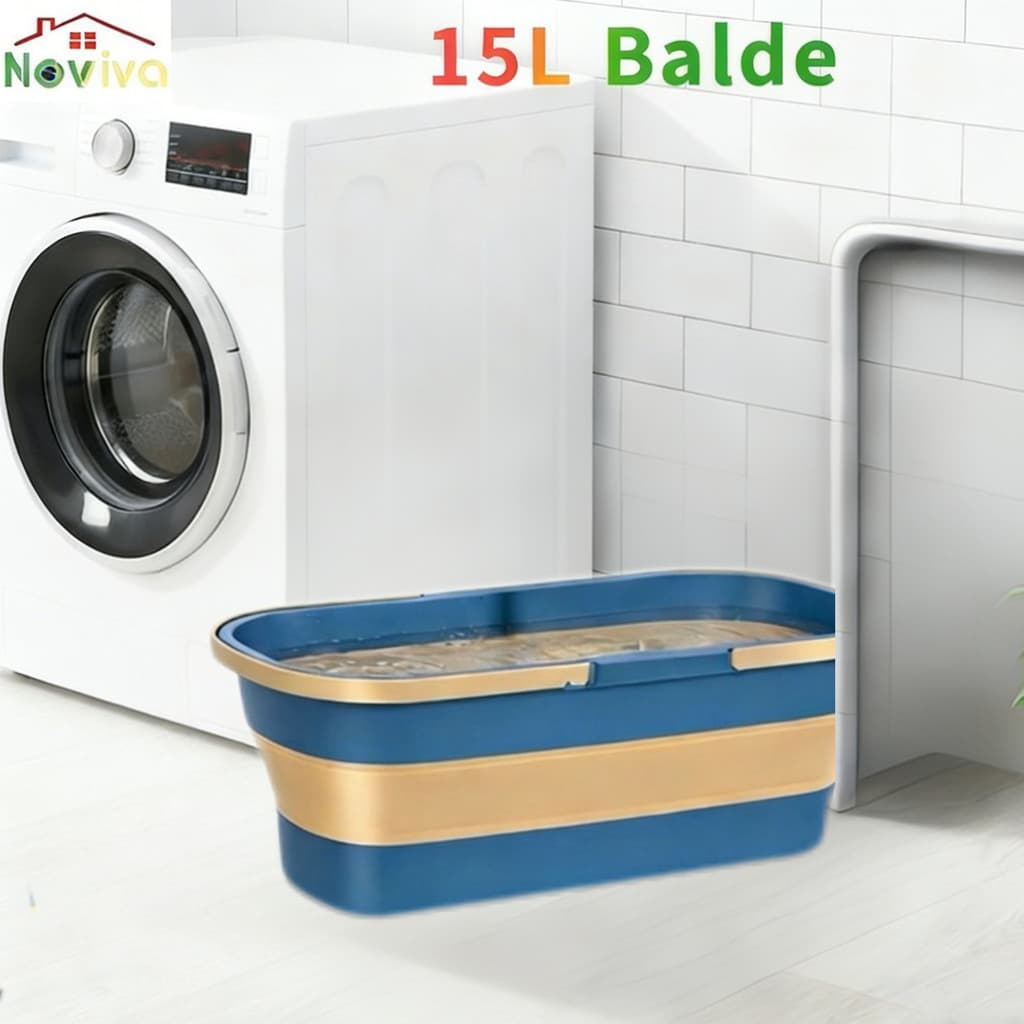 Balde Dobrável Retangular Silicone com Alça Pratico Retrátil Lavagem em grande capacidade Noviva