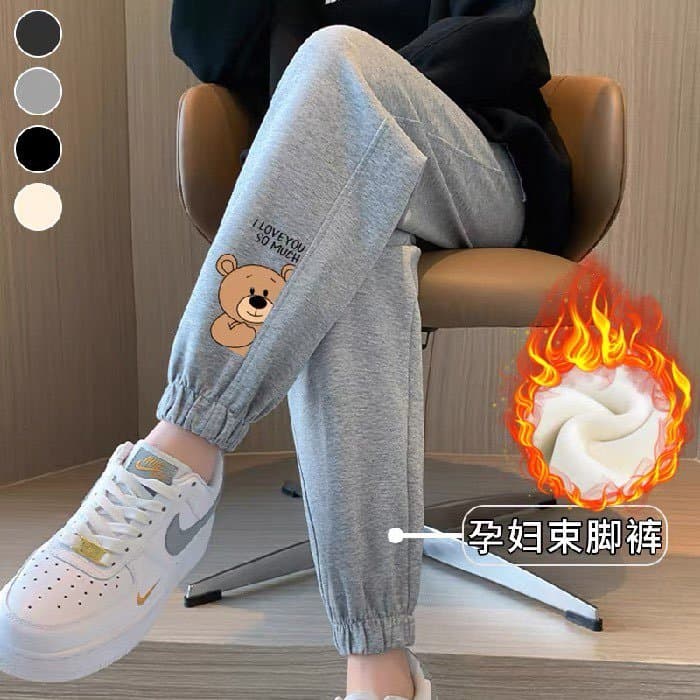 Liberação Calças para mulheres grávidas outono inverno desgaste exterior puro algodão fino velo calças esportivas calças