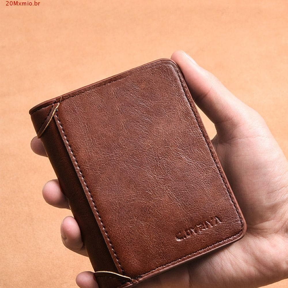 Carteira Masculina De PU MXMIOB , Bolsa Dobrada De Mão Comercial , Porta-Cartão De Identificação De Grande Capacidade De