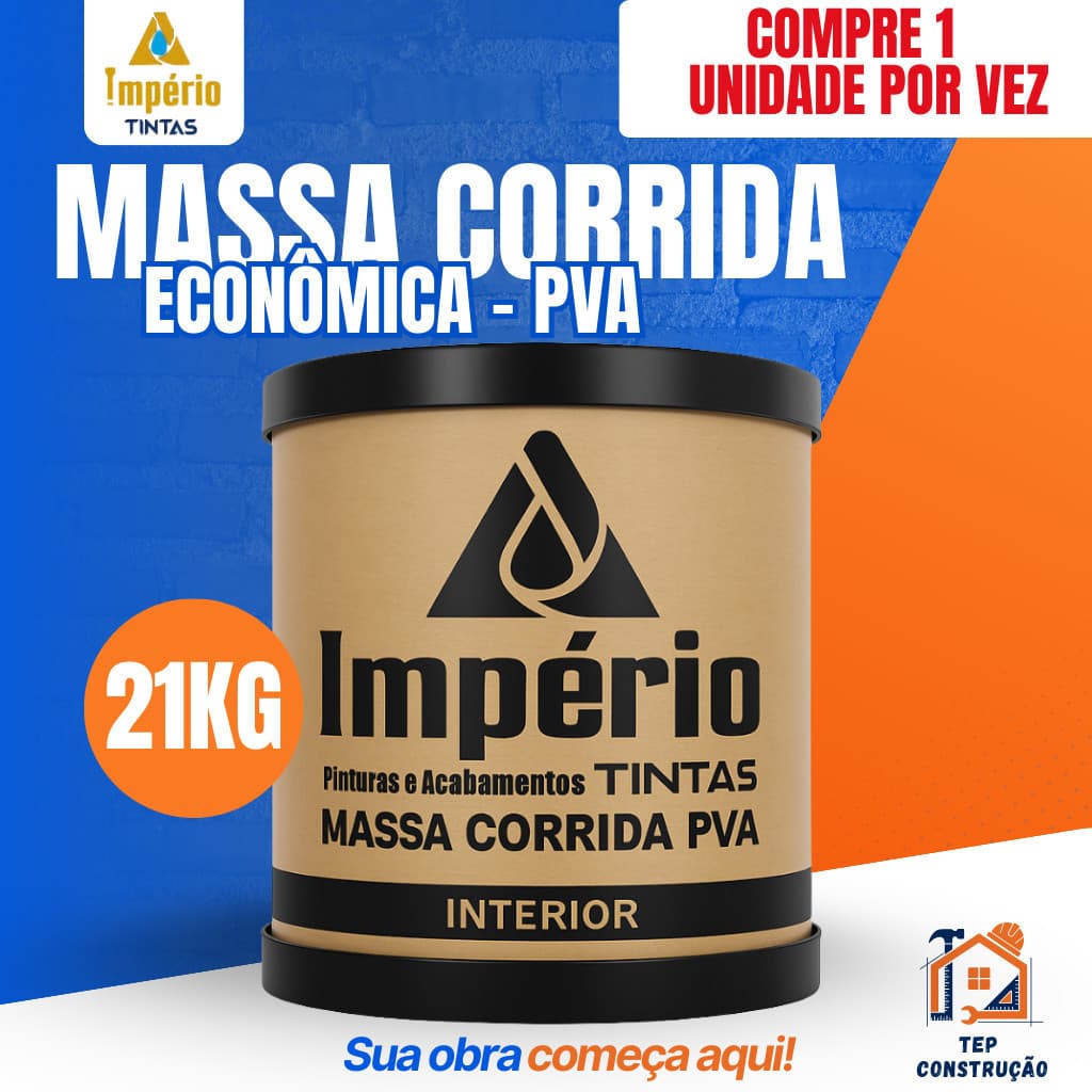 Massa Corrida PVA Interna Império 21kg Barrica Revestimento parede
