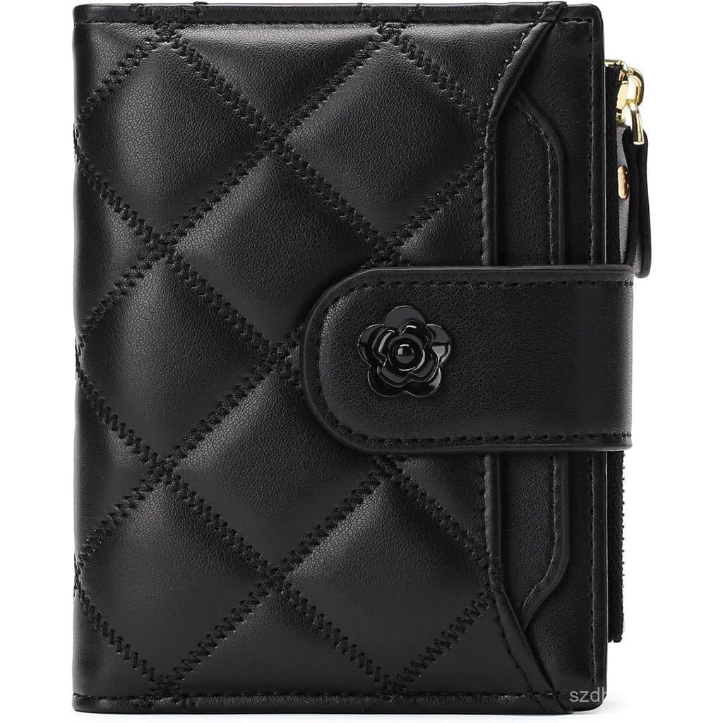 Carteiras Pequenas para Mulheres, Carteira de Couro Dobrável com Bloqueio RFID, Porta-Cartões de Crédito com 15 Comparti