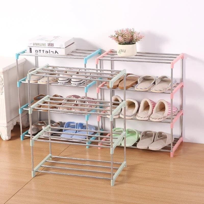 Sapateira de Metal 4 Camadas Rack Moderno e Minimalista.