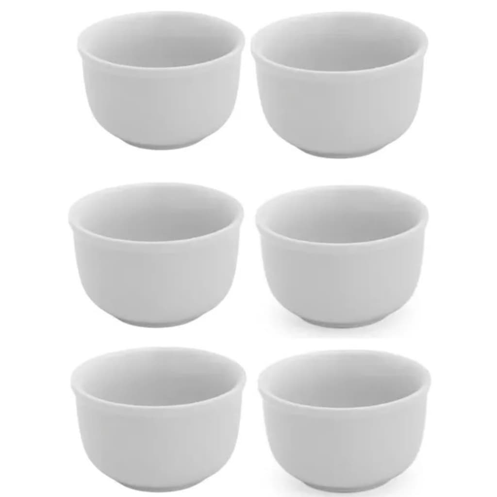 Kit 6 Cumbuca Off White Bowl Porcelana Tigela Açaí Caldos Sopas - 470ml