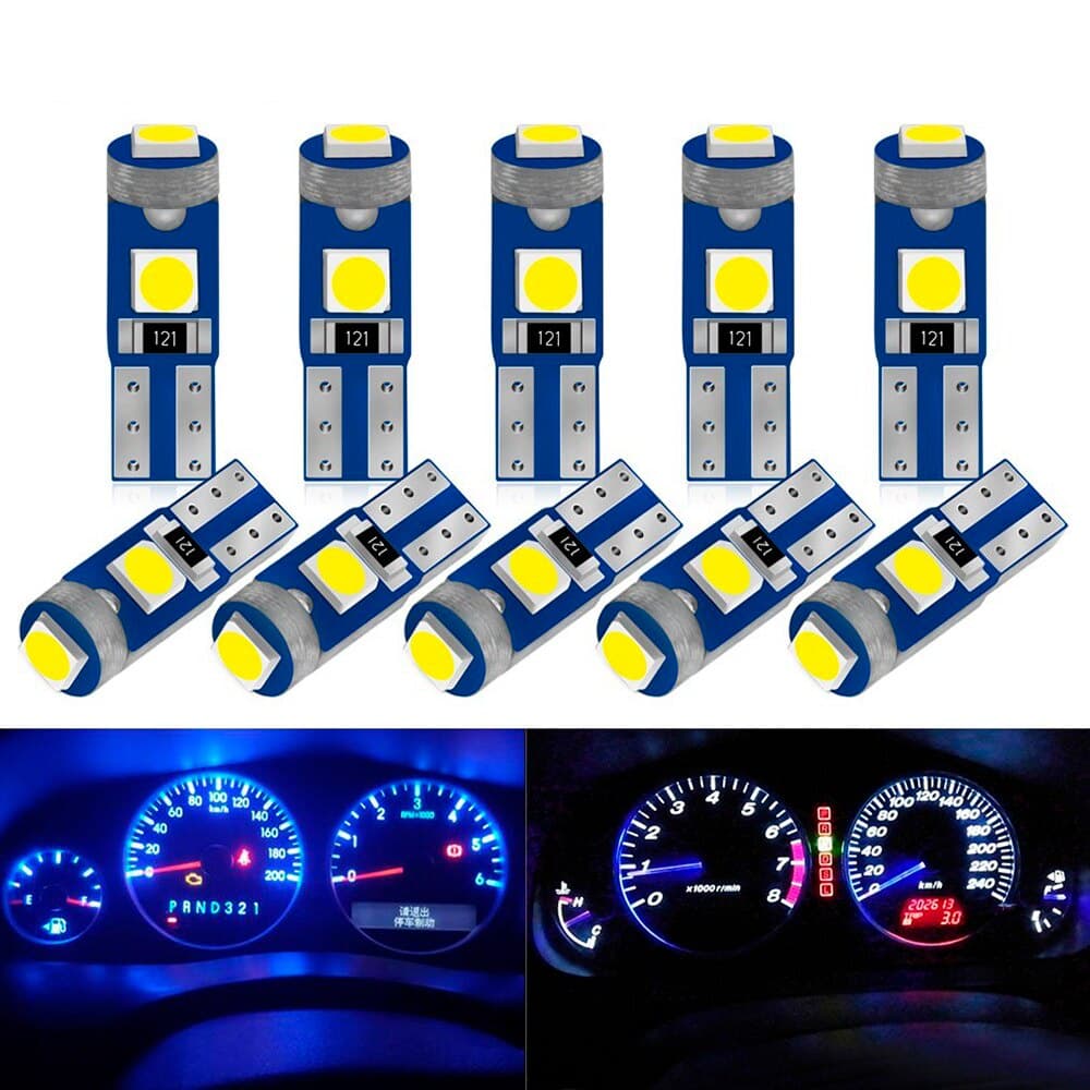 10Pcs T5 w3w , W1 , 2W , 3030 Painel De Instrumentos De Lâmpadas LED Para Carros , Lâmpada , Luz