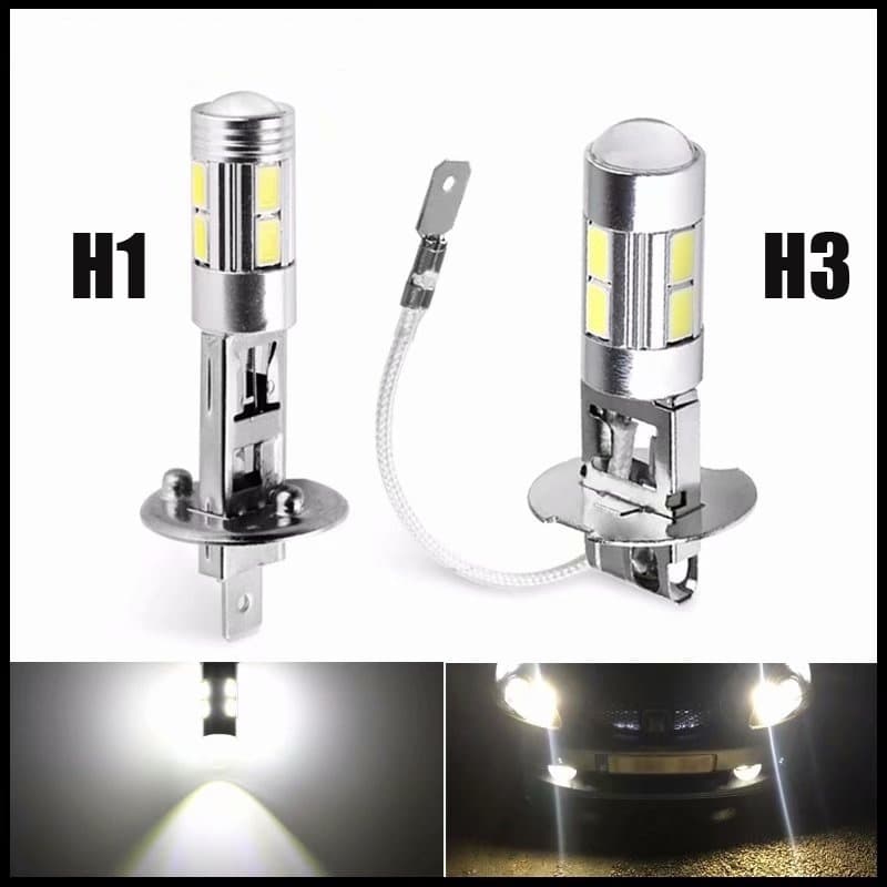 2 Pcs H1 H3 Lâmpadas LED 6000K Branco 10-SMD 5630 Luz De Nevoeiro Do Carro Condução DRL Lâmpada Automática