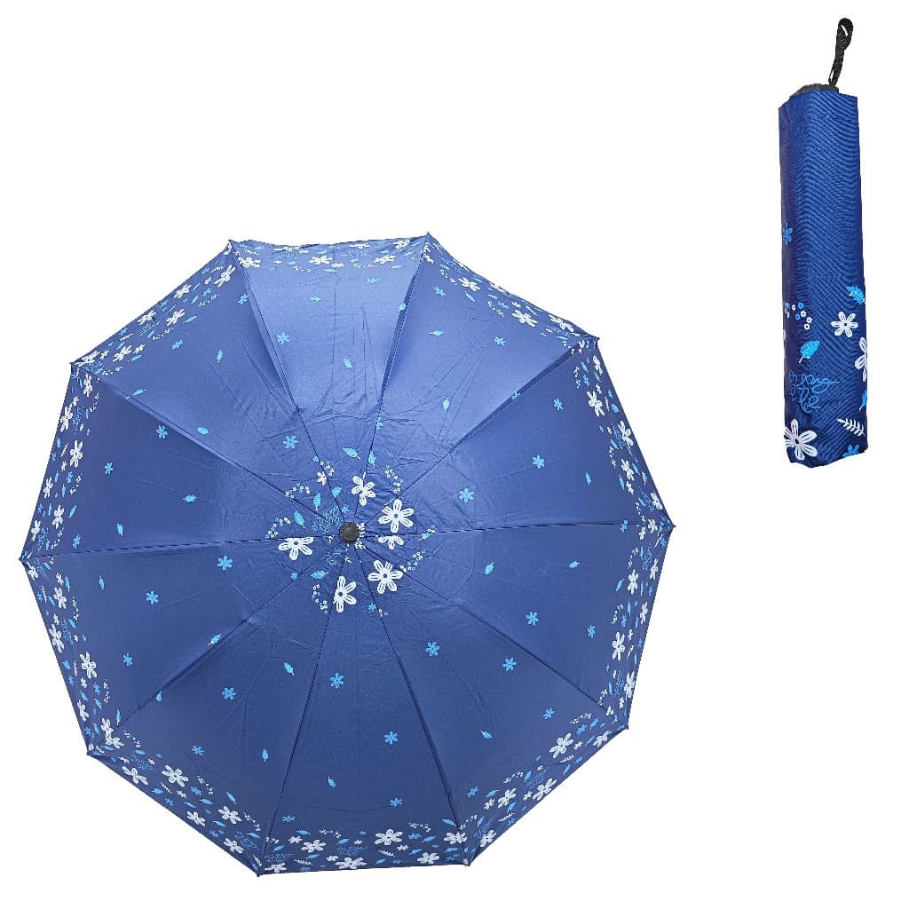 Sombrinha Floral Azul Reforçada - Estilo e Proteção