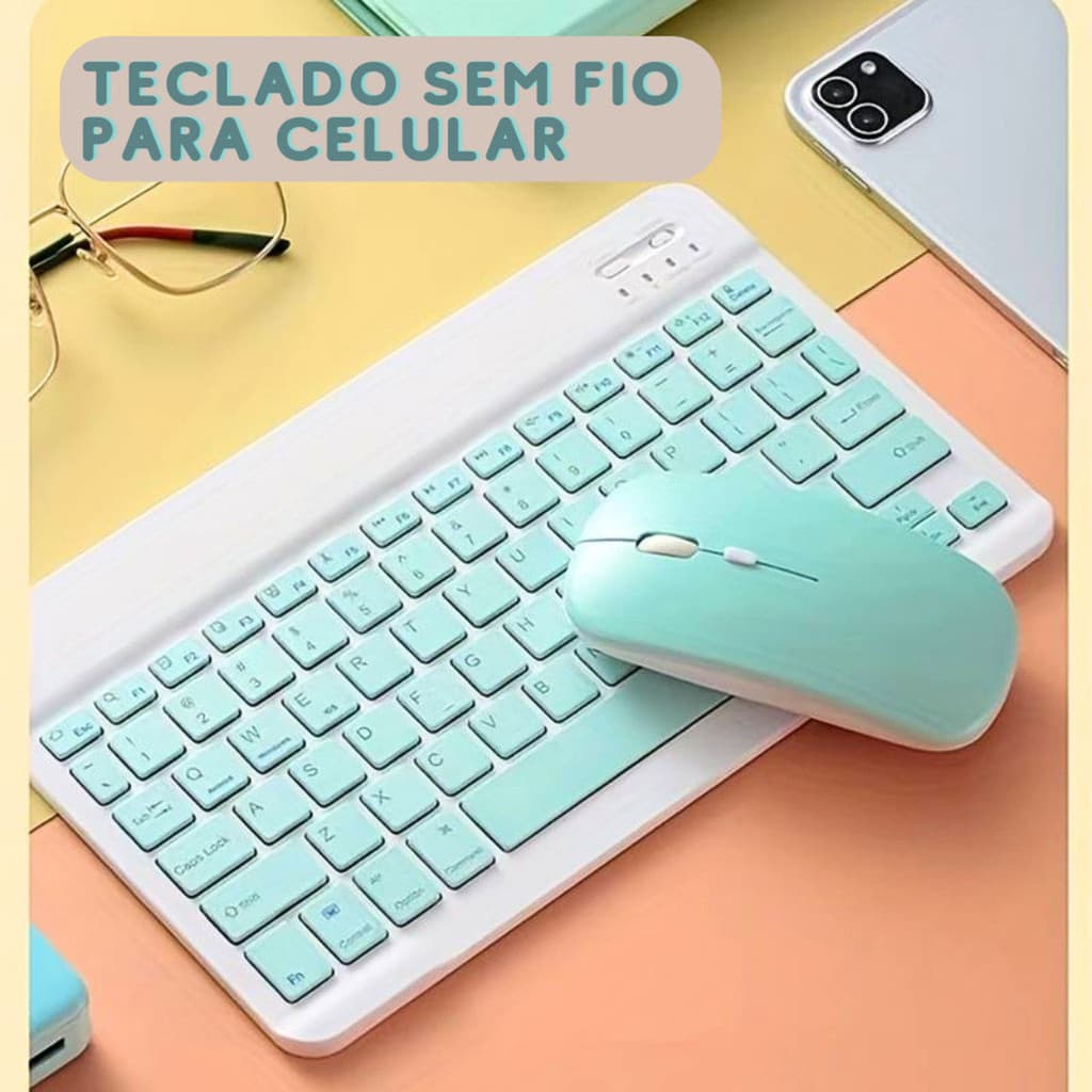 KIT Teclado + Mouse Via Bluetooth Compacto e Design Moderno - Compatível Com Smartphones/Notebook/Tablet SHUSHU SHOP