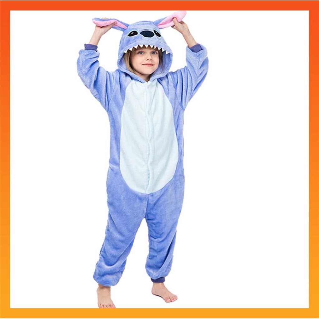 Kigurumi Blue Stitch Onesies Kids Pijamas Fato De Salto Para Crianças Meninas Cosplay Baby Costume