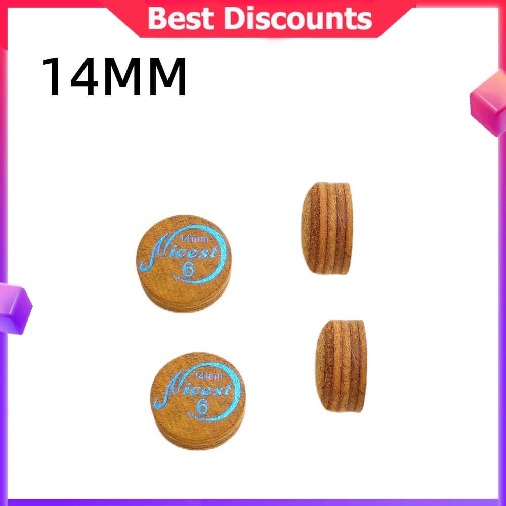 Kit 4 Ponteiras 14mm 6 Camadas Couro de Porco Dureza M - Para Taco de Sinuca Bilhar