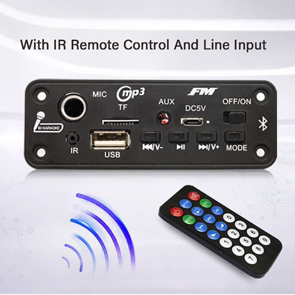 Placa Decodificadora MP3 Sem Fio Bluetooth DIY DC 5V Amplificador De 6W Mãos-Livres Leitor De Música Carro FM Módulo De Rádio TF USB 3.5mm Microfone