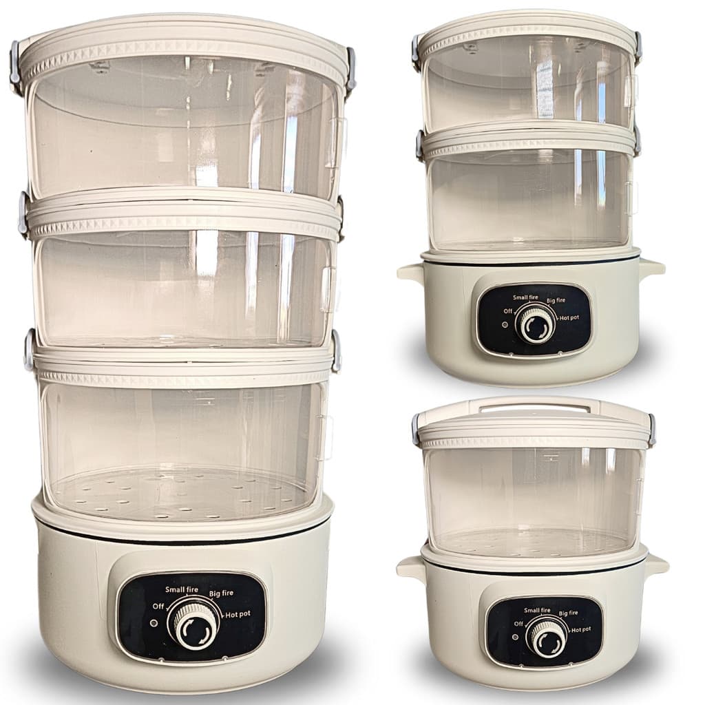 Panela Elétrica Multifuncional a Vapor 220V com 3 Andares e Controle Térmico Automático