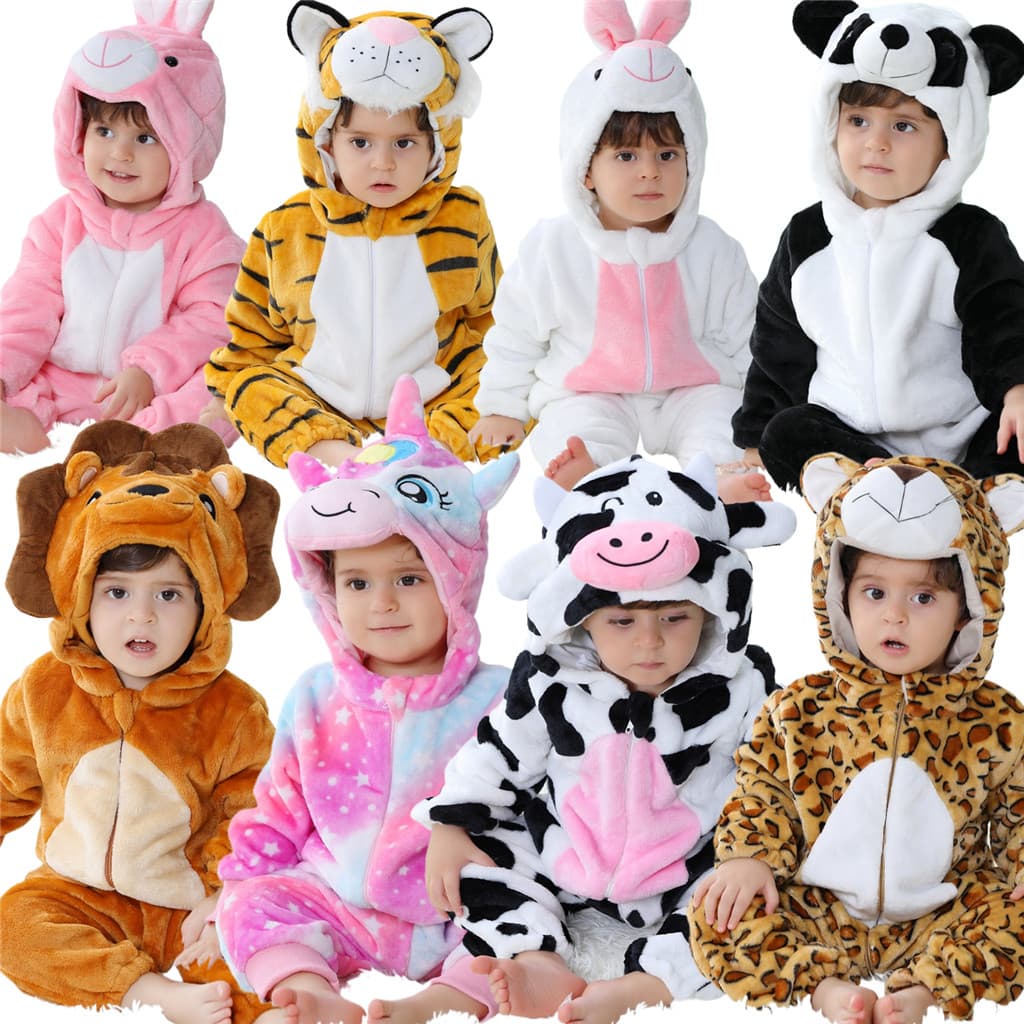 2024 Bebê Kigurumi Unicórnio Panda Coelho Dos Desenhos Animados Macacão Infantil Crianças Animal Pijamas Natal Meninas M