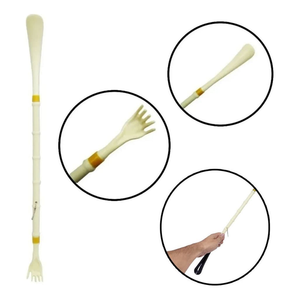 Calçador De Sapato Longo 50cm Prático Coçar Costas Mãozinha,