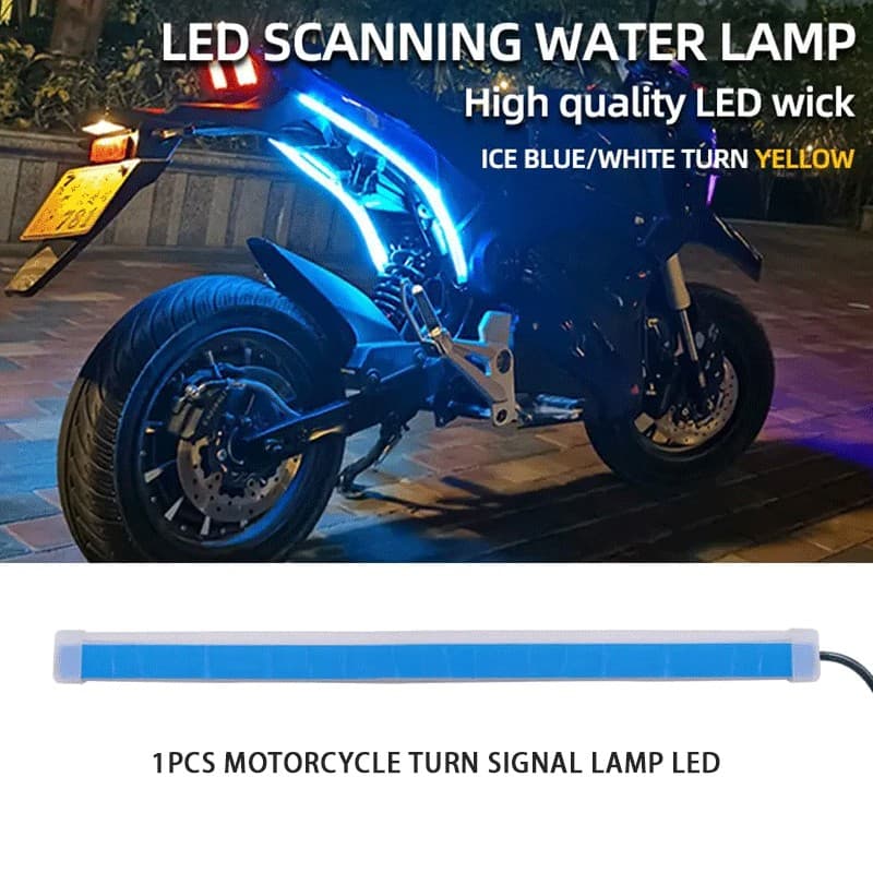 1pc Motocicleta LED DRL Luz De Circulação Diurna Fita De Fluxo Amarelo Sinalização De Giro Traseira Flexível Para