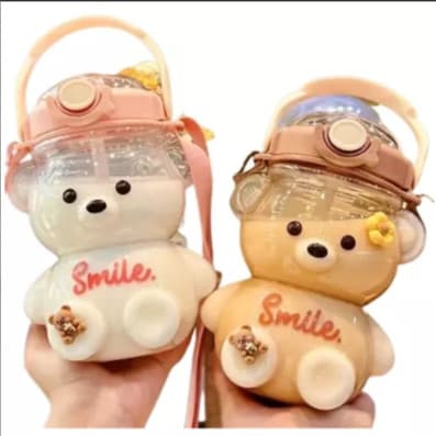 Garrafa Urso 1L Transparente com Alça para Crianças