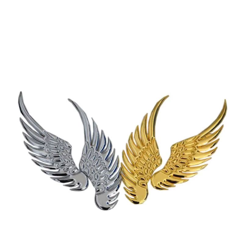 1 Par Carro Auto Motocicleta Corpo Adesivo 3D Águia Asas De Anjo Moda Ouro Prata Alumínio Adesivos Decoração Exterior