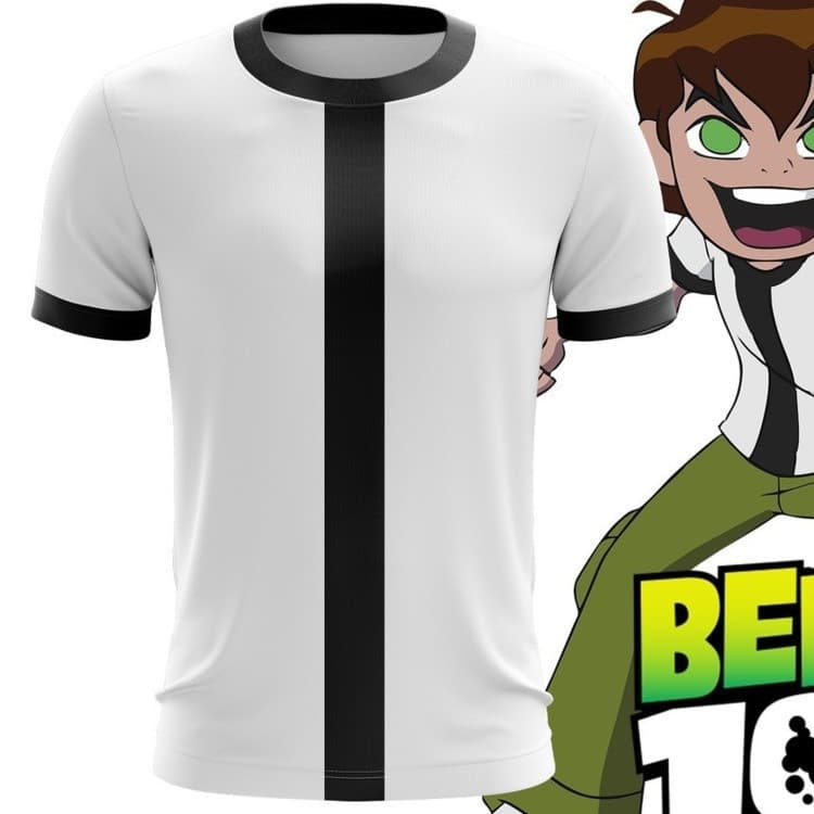 Ben 10 Uniforme Clássico Jersey Dry Fit Moda Casual Secagem Rápida Solta Camisa Estampada