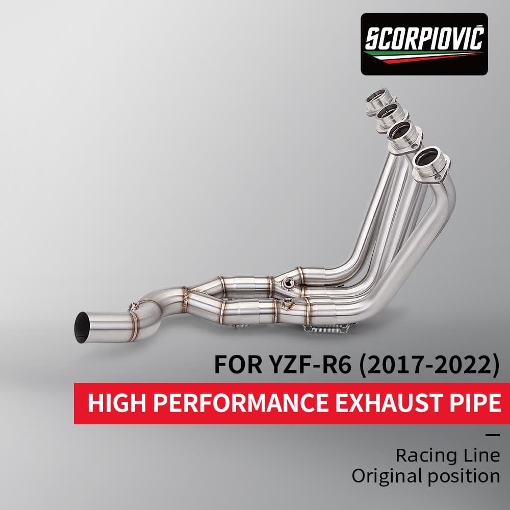 Para YZF R6 2017-2022 Sistema De Escape Da Motocicleta Completo Modificado Deslizamento No Tubo Dianteiro Link Conectar 