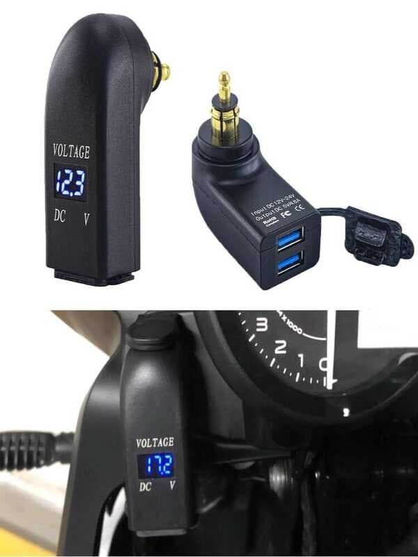 Motocicleta Universal isqueiro feminino titular padrão europeu duplo USB Display Digital 12-24V carregador carregador de