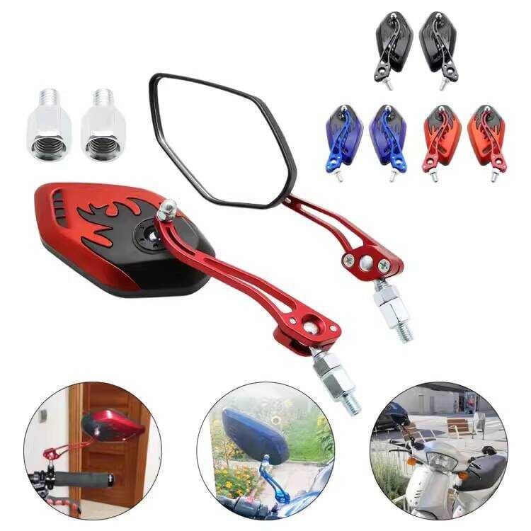 Motocicleta veículo elétrico 10/8MM Universal Yamaha Qiaoge Wildfire modificado chama espelho retrovisor refletor