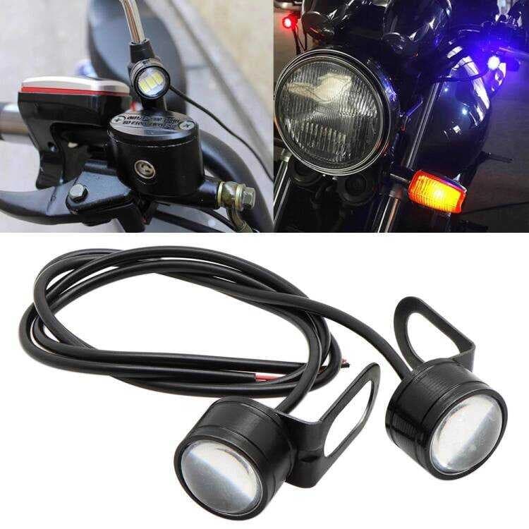 Motocicleta Universal LED luz auxiliar 12V espelho retrovisor Strobe 25mm Hawkeye luz Rogue espelho luz modificado acess