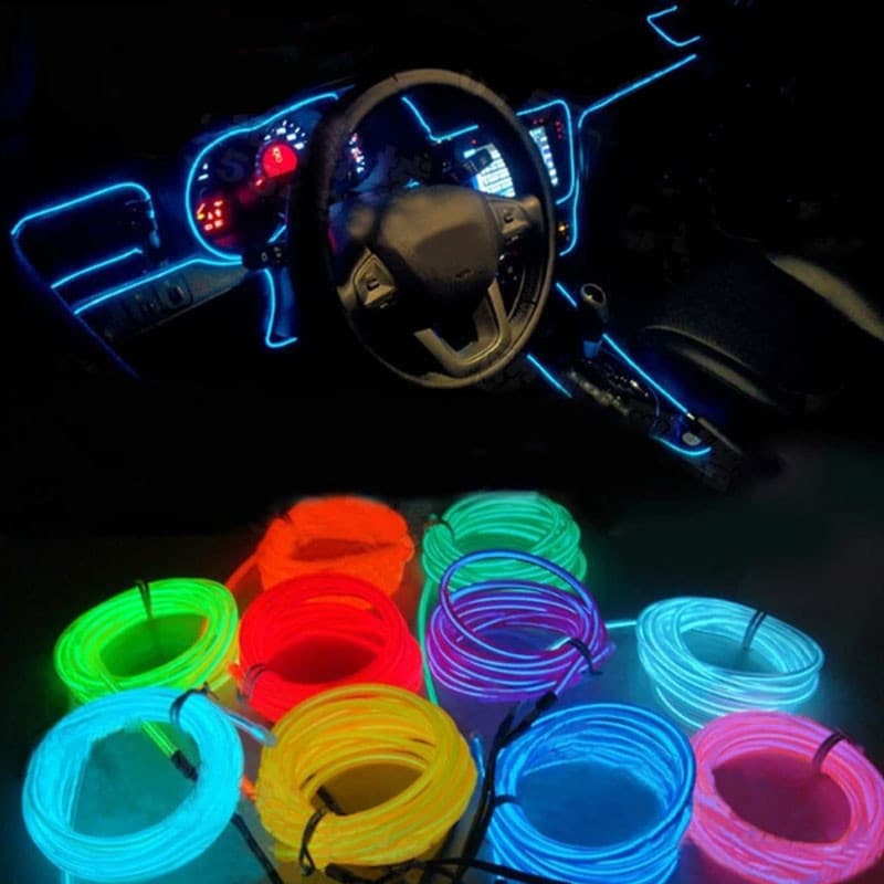 1M 2M 3M 4M 5M Automóvel Flexível Neon LED EL Fita