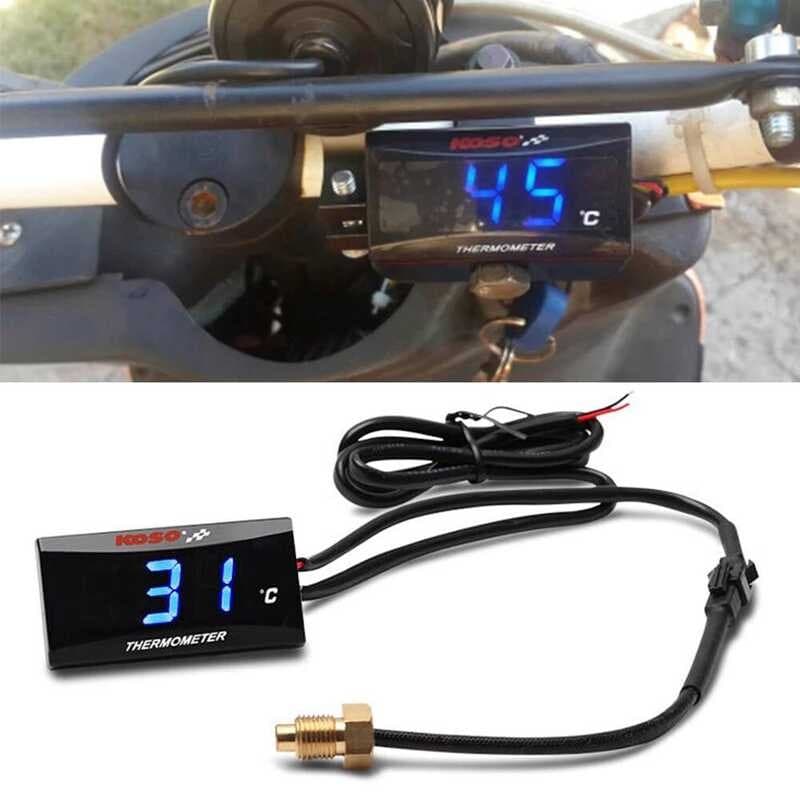 KOSO medidor de temperatura da água motocicleta 12V Universal LCD termômetro eletrônico M10 cabeça indução modificação a