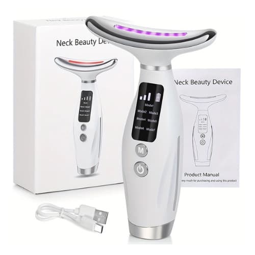 Massageador Recarregavel de 7 Modos para Rosto e Pescoco