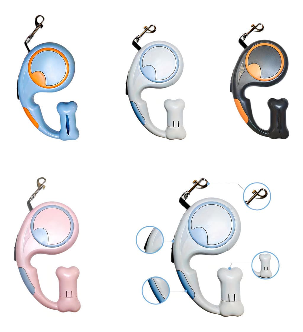 Coleira Retrátil 5m Azul para Cão e Gato - Praticidade!