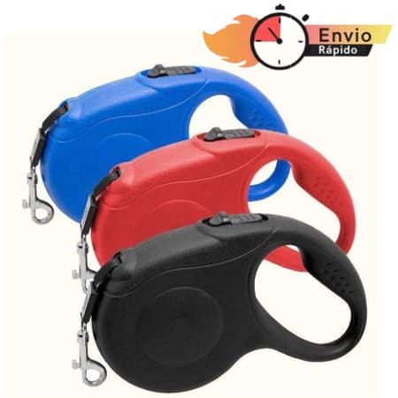 Coleira Retrátil Azul 5m para Pets até 15kg