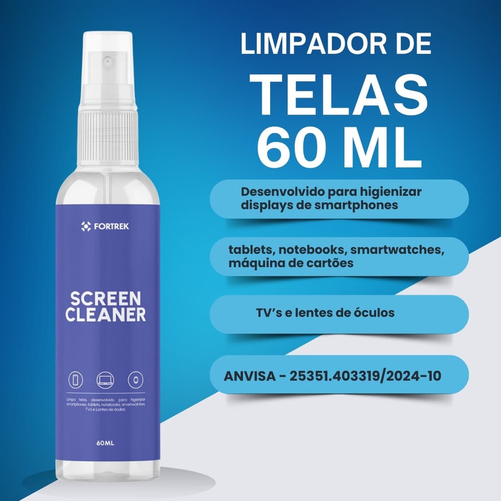 Limpa Telas Com Flanela 60ml Fortrek