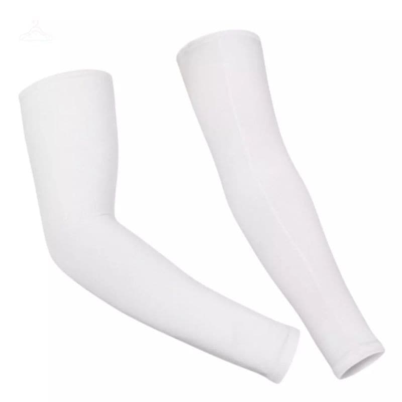 Manguito Branco Par Proteção Solar Uv 50+ Vôlei/Ciclismo