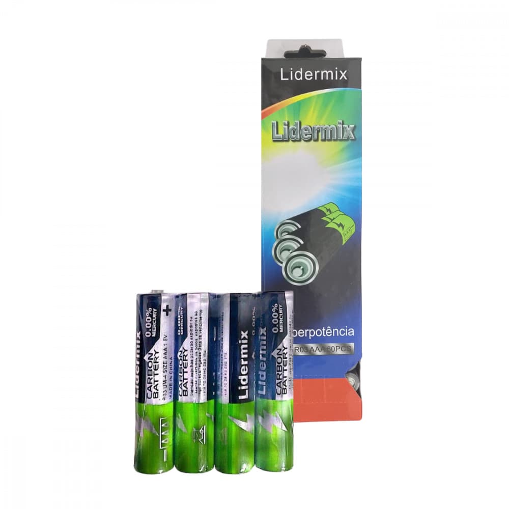 60 Pilhas Seca AAA 1.5V Lidermix - Energia Duradoura!