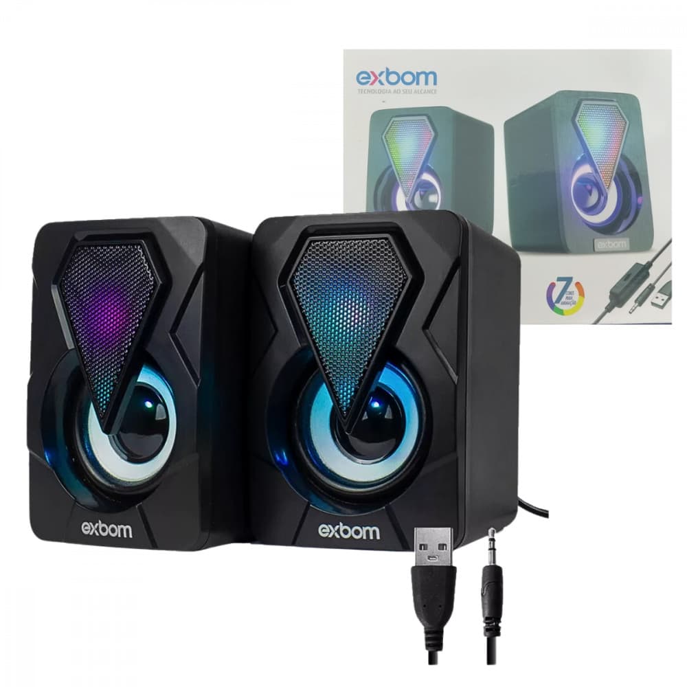 Alto-Falante 2.0 com LED RGB Para Gamer - Exbom CS-C20