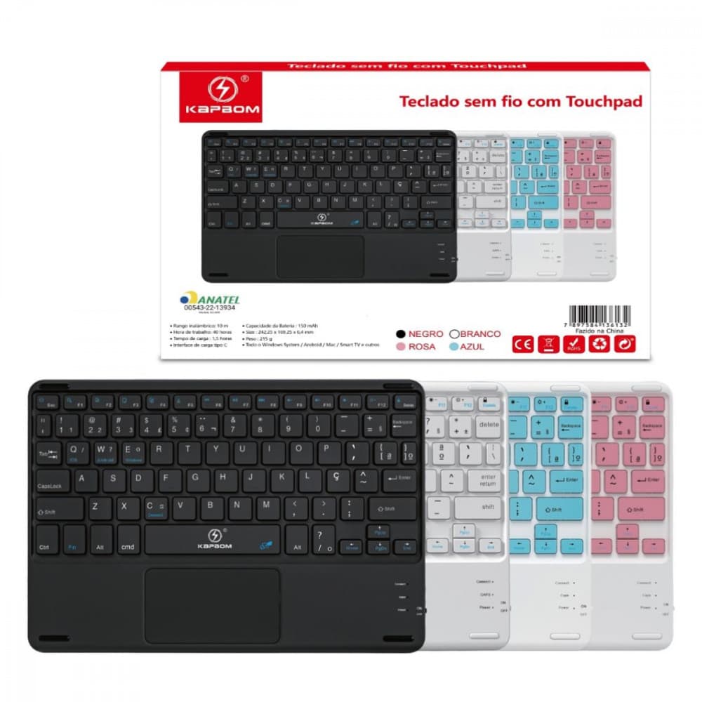 Teclado Bluetooth Portátil Touch para Tablet e Notebook