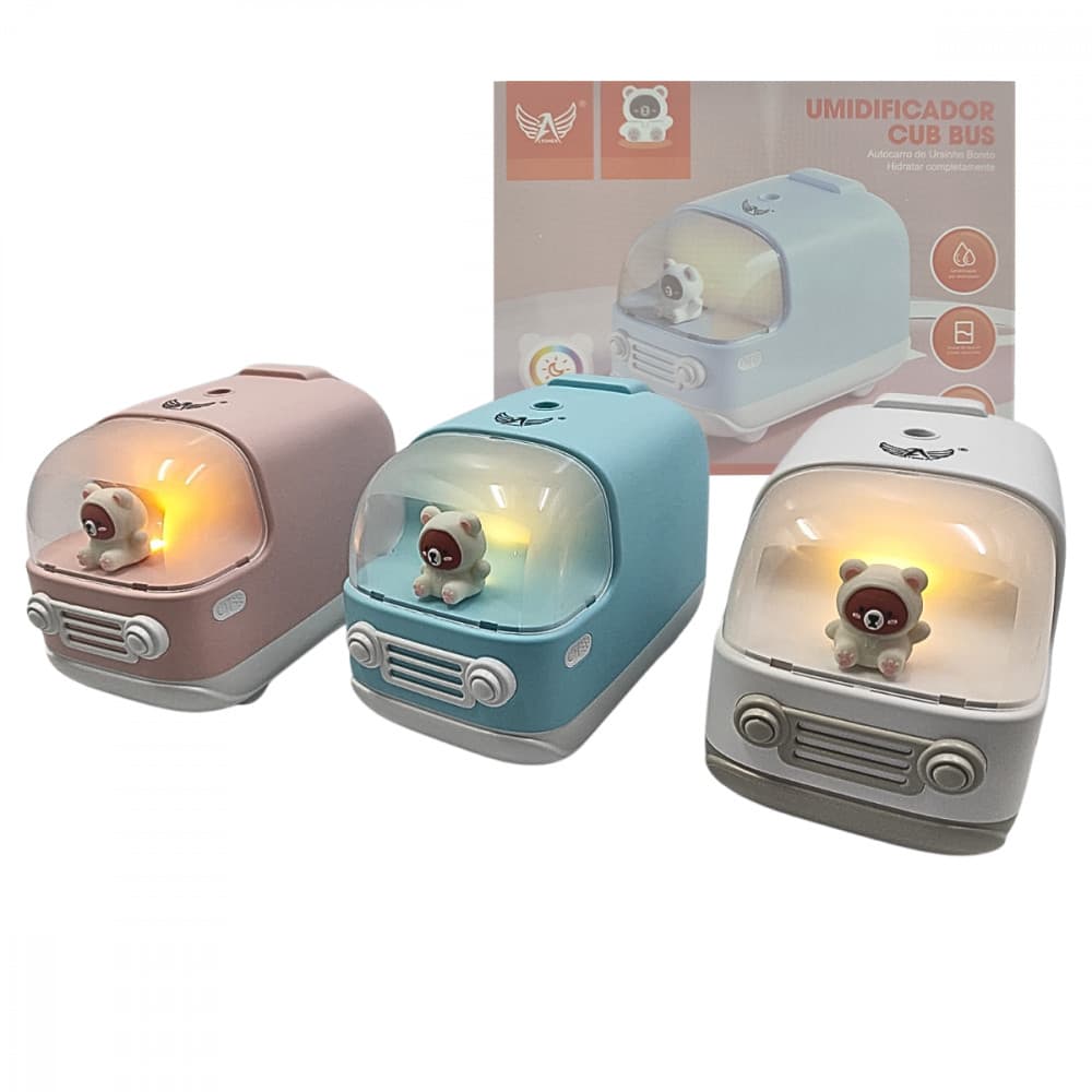 Mini Umidificador de Ar com LED - Estilo Ônibus 350ml