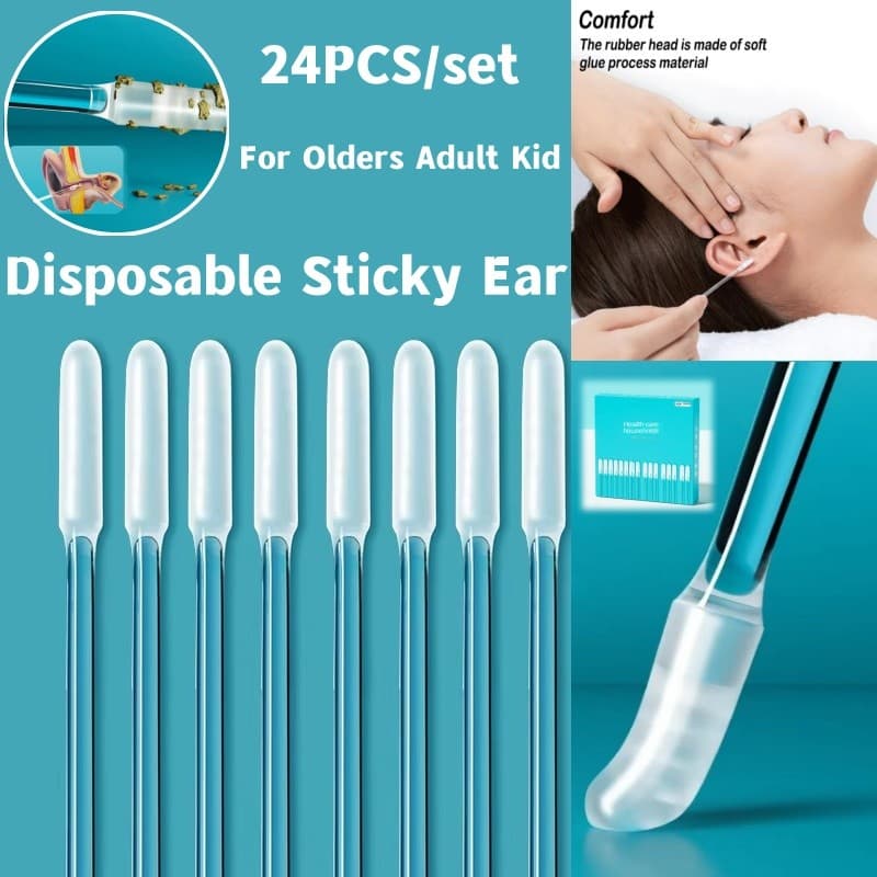24 Pçs/set Cotonetes De Ouvido Pegajosos Descartáveis Escolher Reutilizável Limpador Silicone Ferramenta De Remoção De C