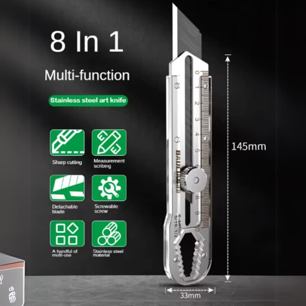 Estilete profissional 18mm com trava Aço inox maciço