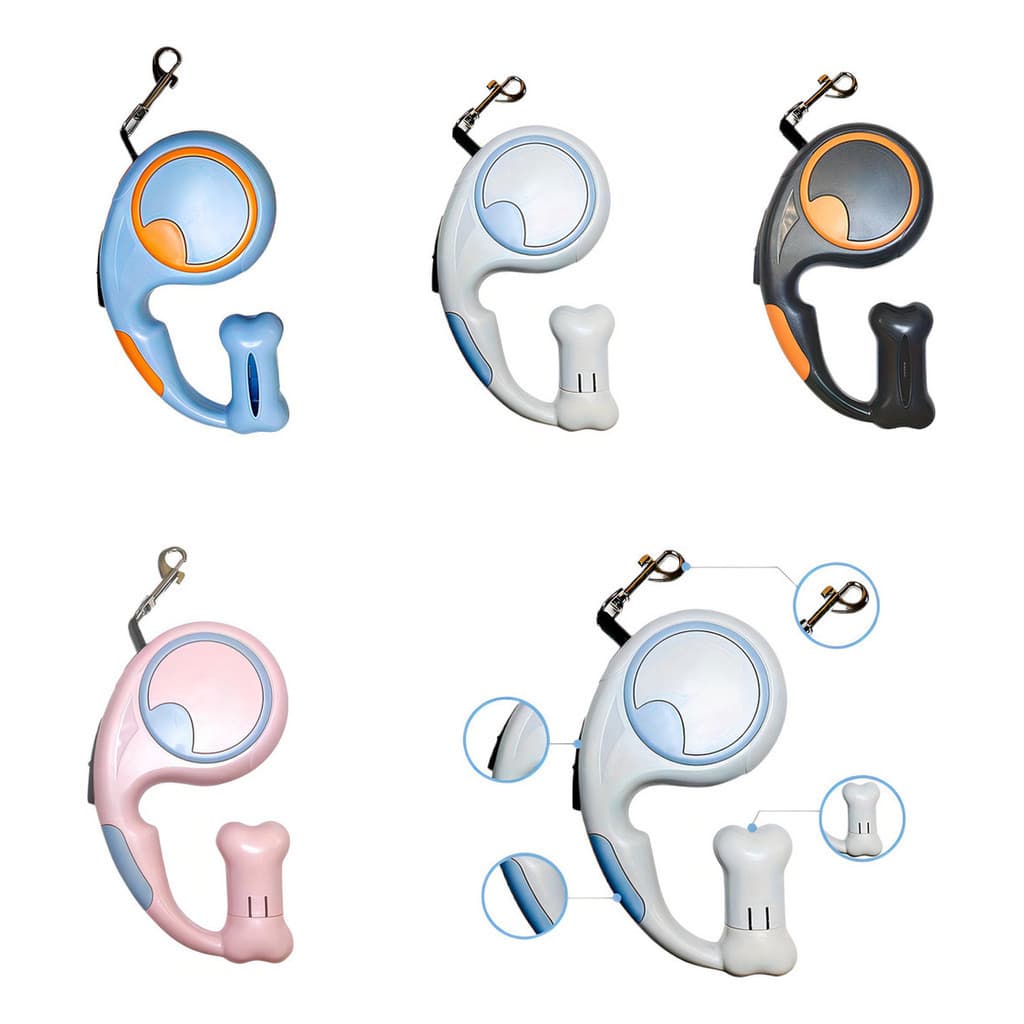 Coleira Retrátil 5m para Cães e Gatos - Preto