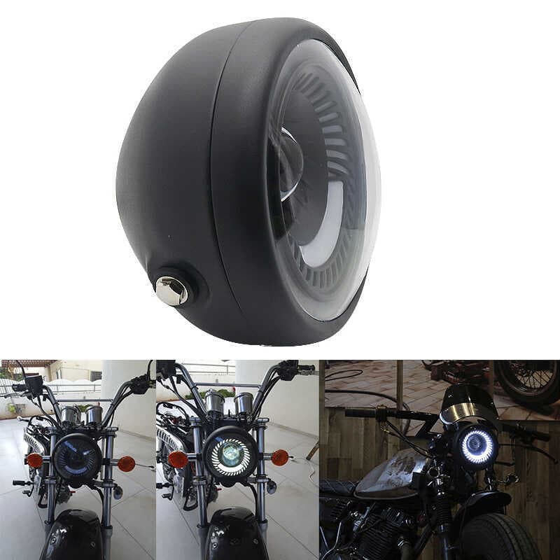 Farol da motocicleta cruzeiro príncipe carro retro LED Metal retro farol preto luz redonda