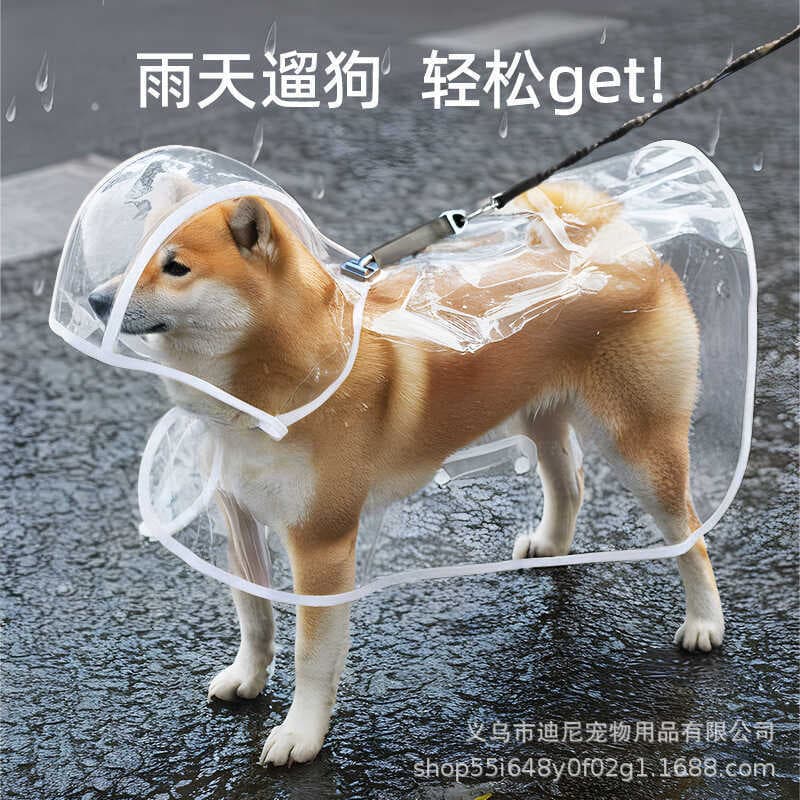 Capa de chuva para cachorro pode puxar capa de chuva para animais de estimação ao ar livre à prova d'água à prova de ven