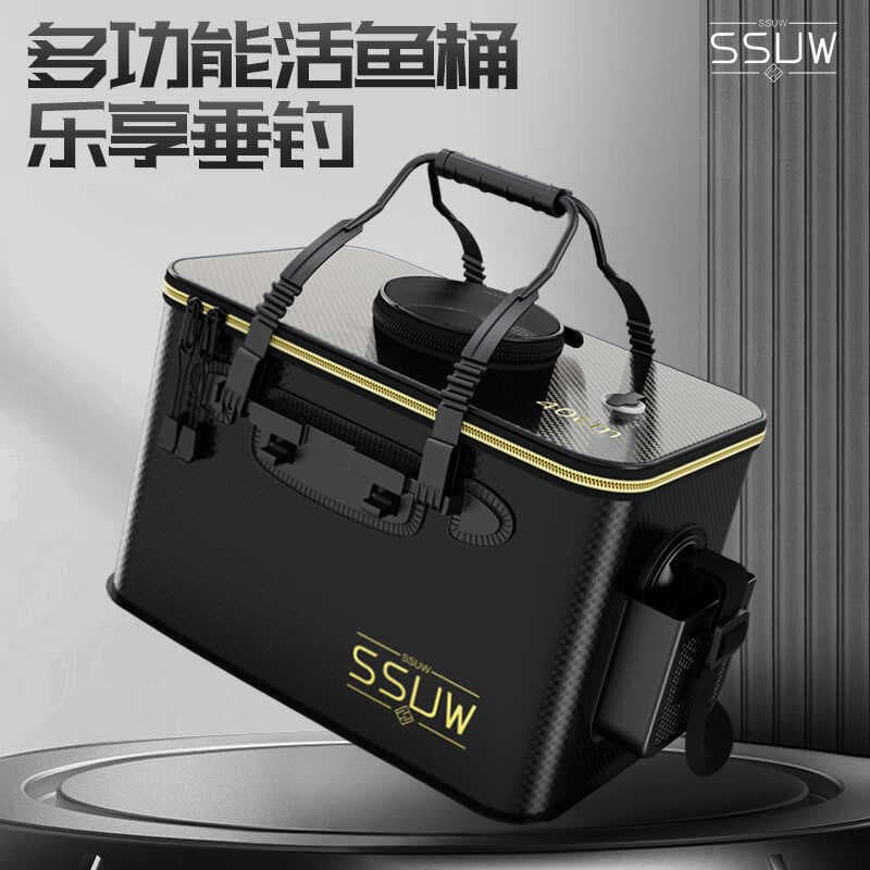 Eva dobrável engrossado balde de pesca texturizado balde de peixe vivo portátil balde de pesca suprimentos de pesca Mult