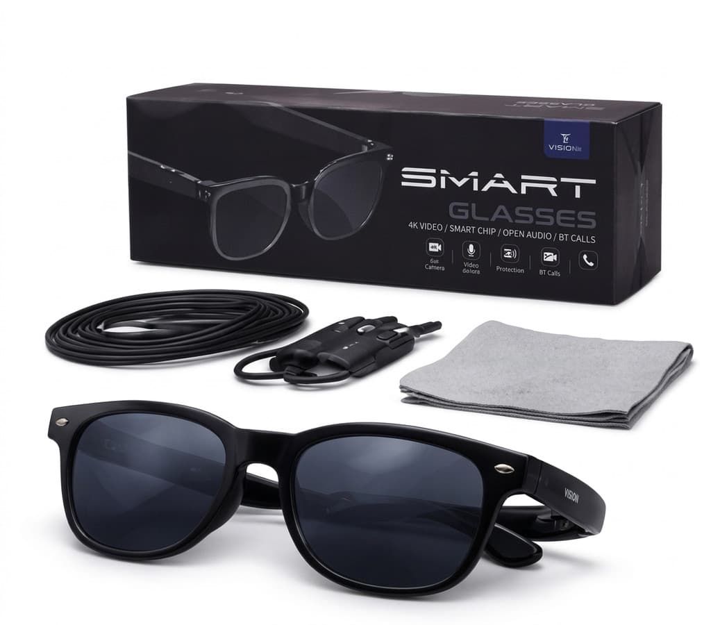 Óculos Inteligente Câmera HD Bluetooth Áudio Chamadas Esportivo Tecnologia Wearable Moderno