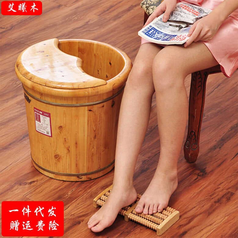 Lote reto de madeira cipreste pé banho barril de madeira Sauna banho pé lavatório isolamento madeira maciça pontos acupu
