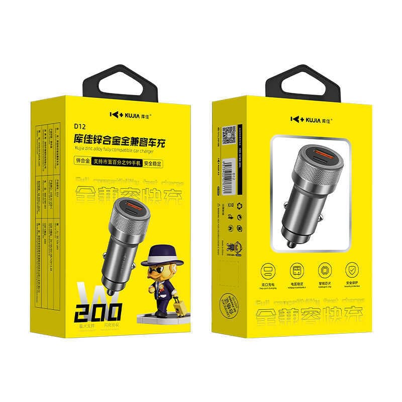 Kujia D12 + A + C Carregador de carro de porta dupla PD20W + QC3.0 Carga Super rápida Carregador de carro duplo U xxydh